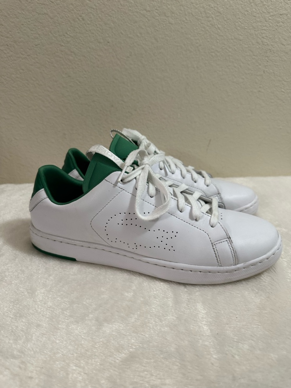 Lacoste White and Green Leather Sneakers